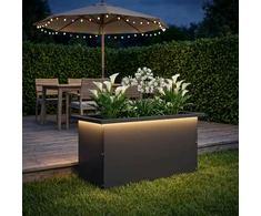 Sodo vazonas su LED Juoda 30 x 60 x 30 cm Plienas