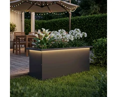 Sodo vazonas su LED Juoda 30 x 80 x 30 cm Plienas