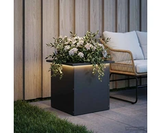 Sodo vazonas su LED Juoda 40 x 40 x 40 cm Plienas