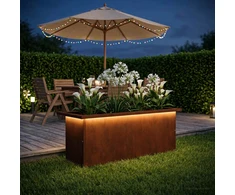 Sodo vazonas su LED Rūdijanti 30 x 80 x 30 cm