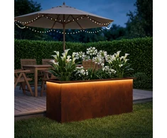Sodo vazonas su LED Rūdijanti 40 x 100 x 40 cm