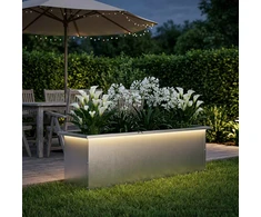 Sodo vazonas su LED Sidabrinė 30 x 100 x 30 cm
