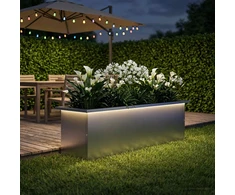 Sodo vazonas su LED Sidabrinė 30 x 100 x 30 cm