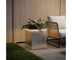 Sodo vazonas su LED Sidabrinė 30 x 30 x 30 cm