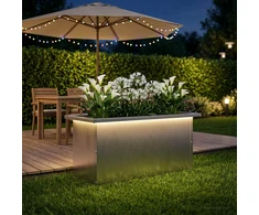 Sodo vazonas su LED Sidabrinė 30 x 60 x 30 cm
