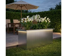 Sodo vazonas su LED Sidabrinė 30 x 80 x 30 cm