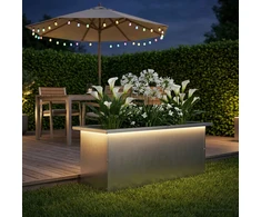 Sodo vazonas su LED Sidabrinė 30 x 80 x 30 cm