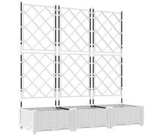 Sodo vazonas 3 pcs Baltas 120 x 40 x 125,5 cm Plastmasė