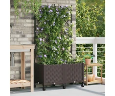Sodo vazonas su treliu ir ratais 2 vnt. Ruda 80 x 40 x 149 cm