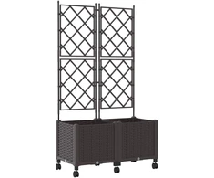 Sodo vazonas su treliu ir ratais 2 vnt. Ruda 80 x 40 x 149 cm
