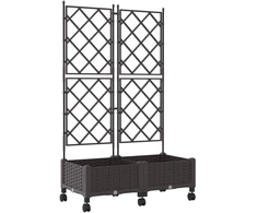 Sodo vazonas su treliu ir ratais 2 vnt. Ruda 80 x 40 x 131,5 cm