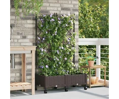 Sodo vazonas su treliu ir ratais 2 vnt. Ruda 80 x 40 x 131,5 cm