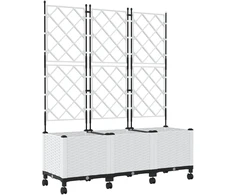 Sodo vazonas su treliu ir ratais 3 vnt. Balta 120 x 40 x 149 cm