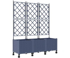 Sodo vazonas su treliu ir ratais 3 vnt. Pilka 120 x 40 x 149 cm