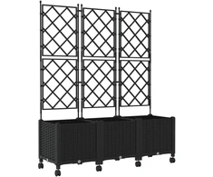 Sodo vazonas su treliu ir ratais 3 vnt. Juoda 120 x 40 x 149 cm