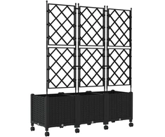 Sodo vazonas su treliu ir ratais 3 vnt. Juoda 120 x 40 x 149 cm