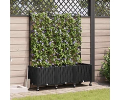 Sodo vazonas su treliu ir ratais 3 vnt. Juoda 120 x 40 x 149 cm
