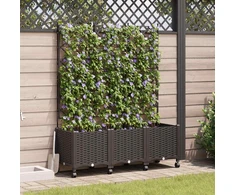 Sodo vazonas su treliu ir ratais 3 vnt. Ruda 120 x 40 x 149 cm