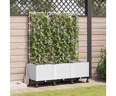 Sodo vazonas su treliu ir ratais 3 vnt. Balta 120 x 40 x 149 cm