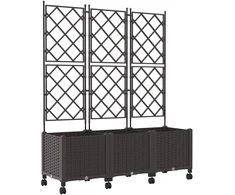 Sodo vazonas su treliu ir ratais 3 vnt. Ruda 120 x 40 x 149 cm