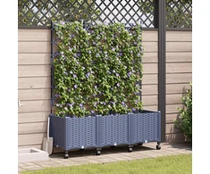 Sodo vazonas su treliu ir ratais 3 vnt. Pilka 120 x 40 x 149 cm