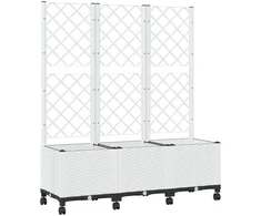 Sodo vazonas su treliu ir ratais Balta 120 x 40 x 146 cm PP