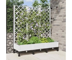 Sodo vazonas su treliu ir ratais Balta 120 x 40 x 131,5 cm PP