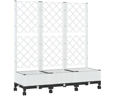 Sodo vazonas su treliu ir ratais Balta 120 x 40 x 131,5 cm PP