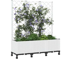 Sodo vazonas su treliu ir ratais Balta 120 x 40 x 146 cm PP