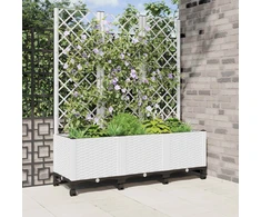 Sodo vazonas su treliu ir ratais Balta 120 x 40 x 146 cm PP