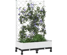 Sodo vazonas su treliu ir ratais Balta 80 x 40 x 131,5 cm PP