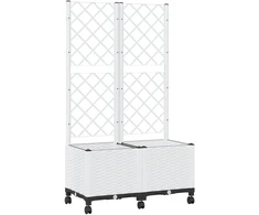 Sodo vazonas su treliu ir ratais Balta 80 x 40 x 146 cm PP