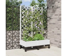 Sodo vazonas su treliu ir ratais Balta 80 x 40 x 131,5 cm PP