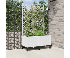 Sodo vazonas su treliu ir ratais Balta 80 x 40 x 146 cm PP
