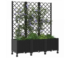 Sodo vazonas su treliu ir ratais Juoda 120 x 40 x 146 cm PP