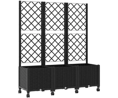 Sodo vazonas su treliu ir ratais Juoda 120 x 40 x 146 cm PP
