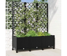 Sodo vazonas su treliu ir ratais Juoda 120 x 40 x 146 cm PP
