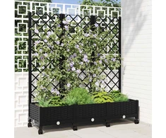 Sodo vazonas su treliu ir ratais Juoda 120 x 40 x 131,5 cm PP