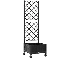 Sodo vazonas su treliu ir ratais Juoda 40 x 40 x 131,5 cm PP