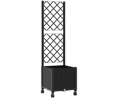 Sodo vazonas su treliu ir ratais Juoda 40 x 40 x 146 cm PP