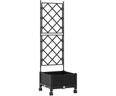 Sodo vazonas su treliu ir ratais Juoda 40 x 40 x 131,5 cm PP