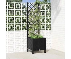 Sodo vazonas su treliu ir ratais Juoda 40 x 40 x 146 cm PP