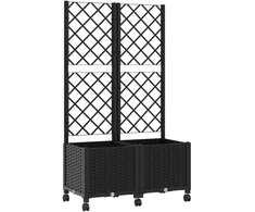 Sodo vazonas su treliu ir ratais Juoda 80 x 40 x 146 cm PP
