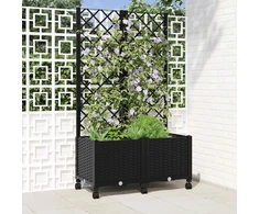 Sodo vazonas su treliu ir ratais Juoda 80 x 40 x 146 cm PP