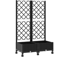 Sodo vazonas su treliu ir ratais Juoda 80 x 40 x 131,5 cm PP