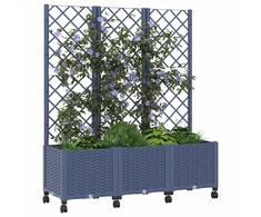 Sodo vazonas su treliu ir ratais Mėlyna Pilka 120 x 40 x 146 cm