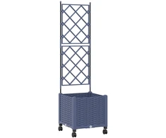 Sodo vazonas su treliu ir ratais Pilka 40 x 40 x 149 cm PP