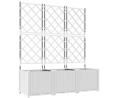 Sodo vazonas 3 pcs Baltas 120 x 40 x 143 cm Plastmasė