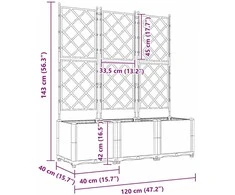Sodo vazonas 3 vnt. Balta 120 x 40 x 143 cm PP