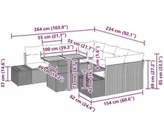 Sodo valgomojo komplektas su pagalve 9 pcs Juoda ir Ruda